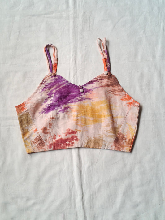 Colourful tie n dye strappy crop top / blouse