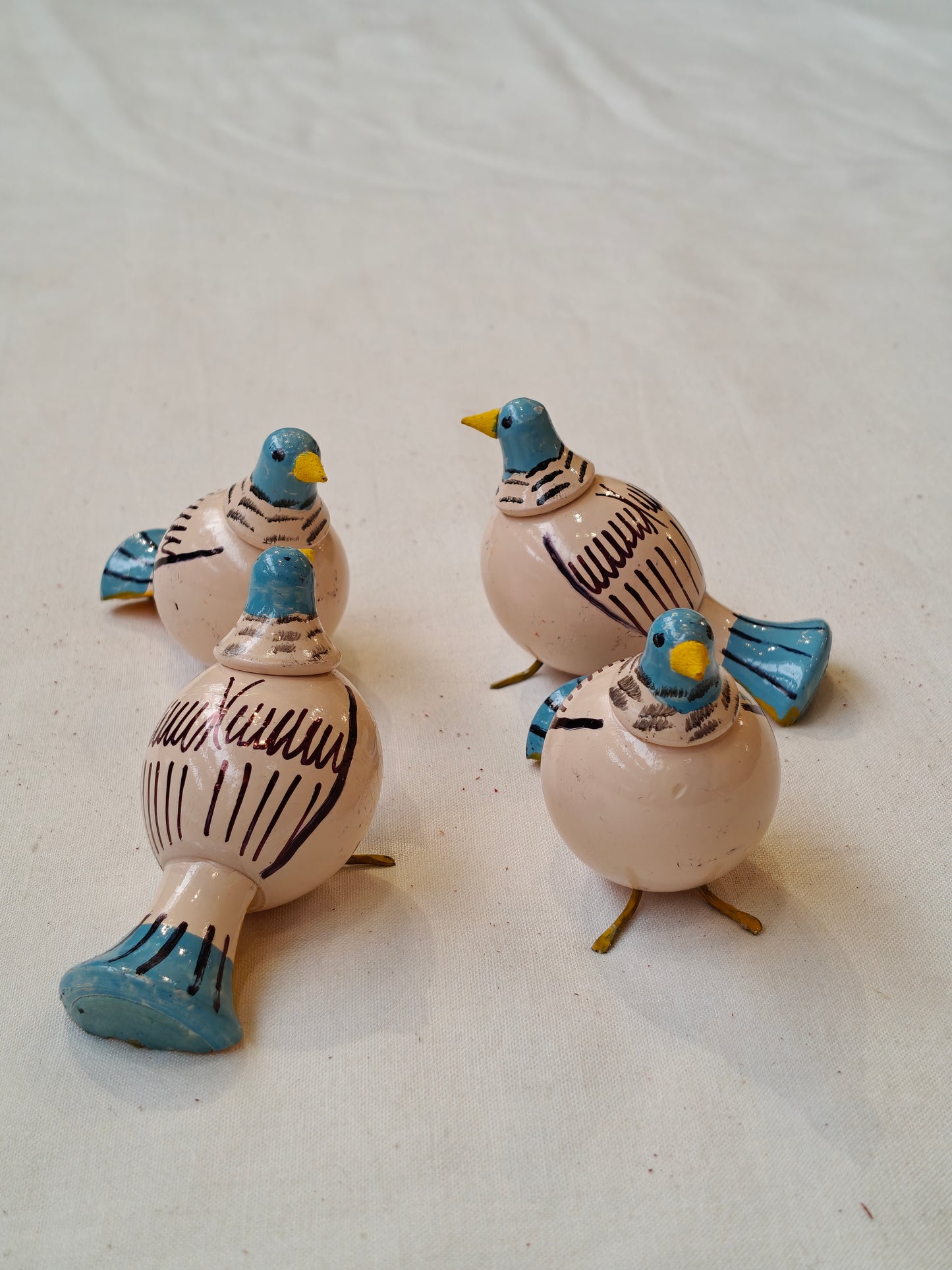 Colourful hand-painted, handcrafted wooden birds - color options available
