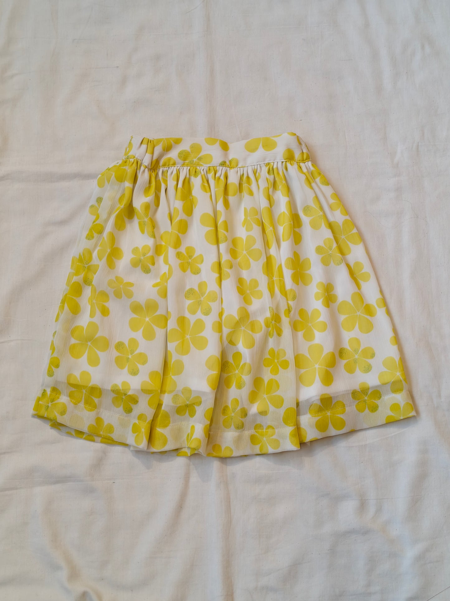 Citrus Yellow top and chiffon skirt set featuring floral patterns