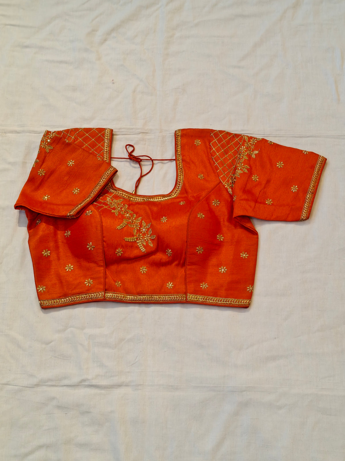 Saree blouse with gold zari embroidery and floral motifs - click to see colors