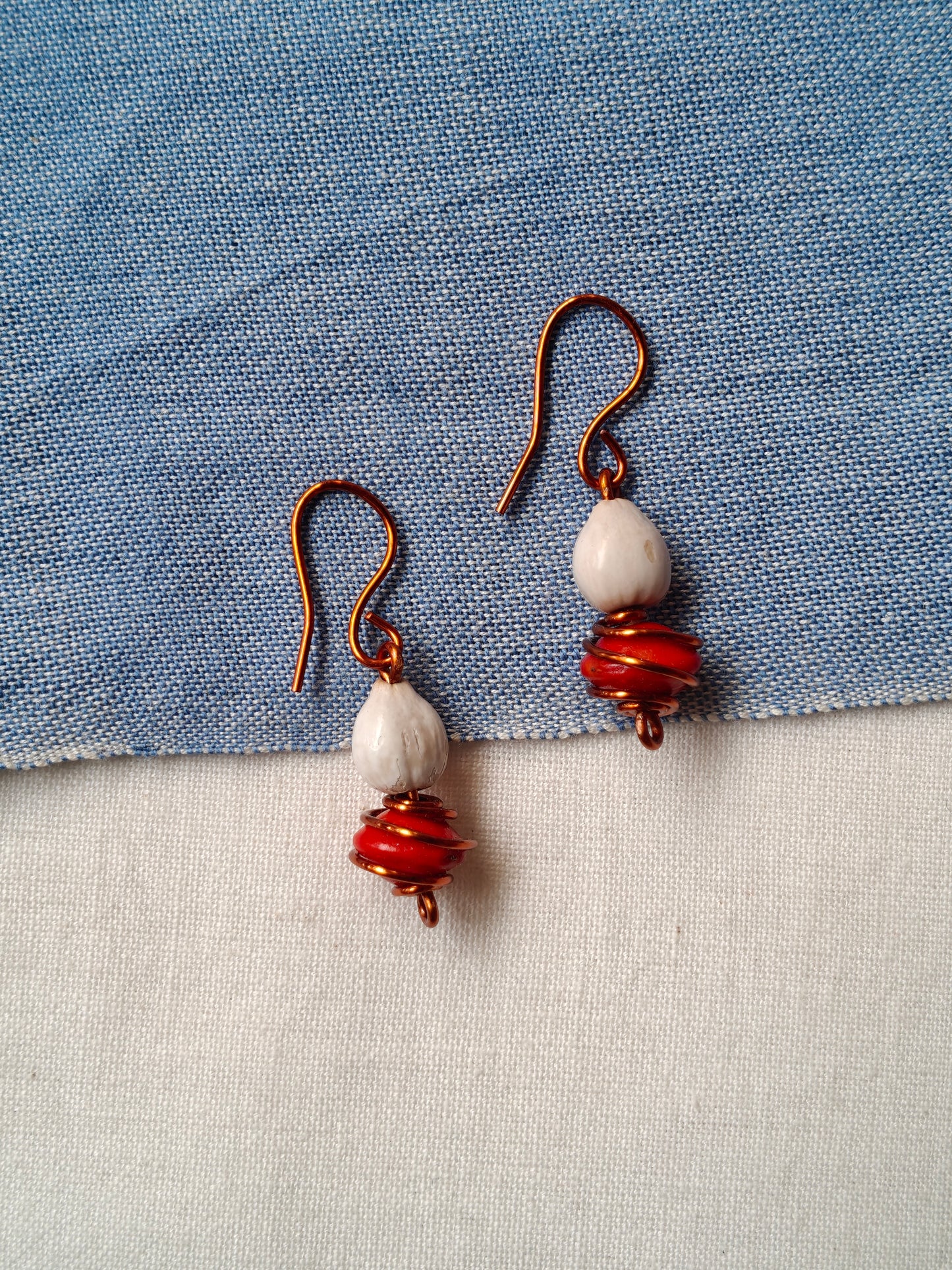 Handcrafted earrings designed with seed