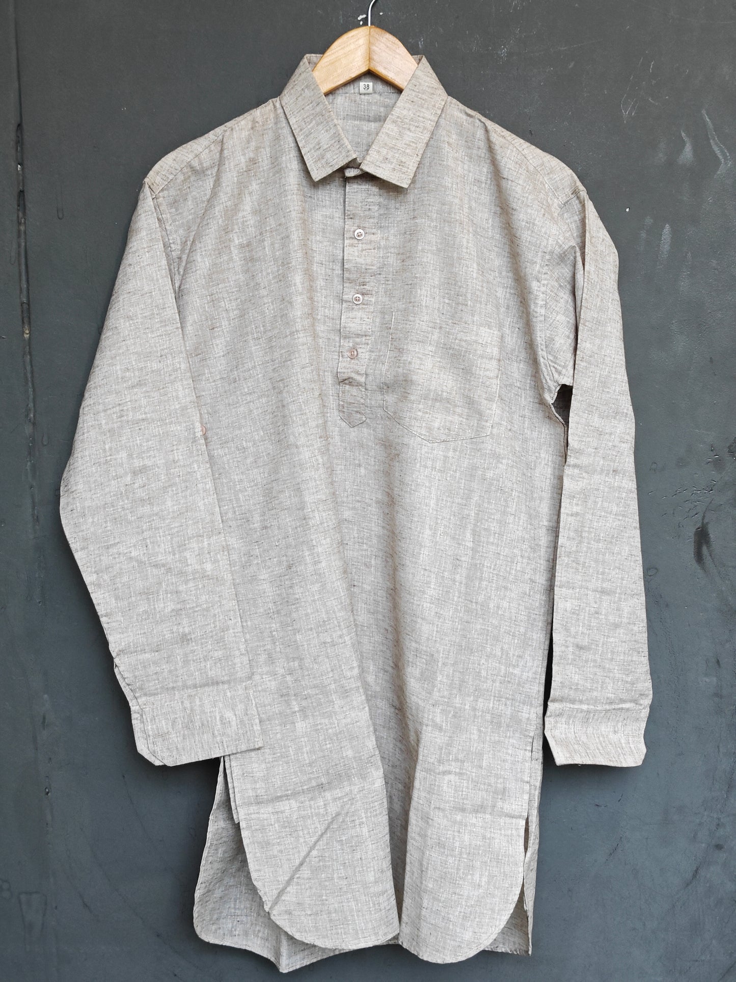 Grey cotton pathani kurta