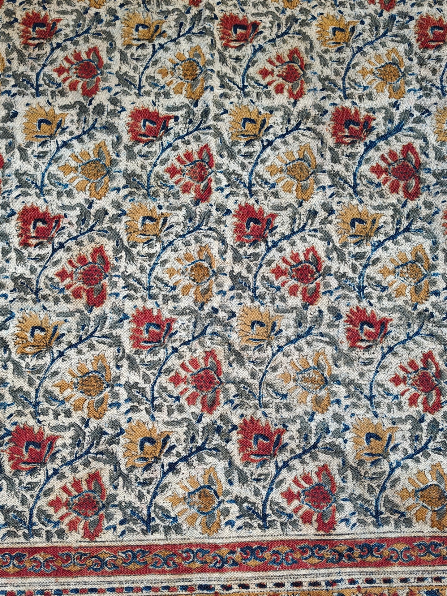 6 × 9 feet cotton Kalamkari hand block printed carpets