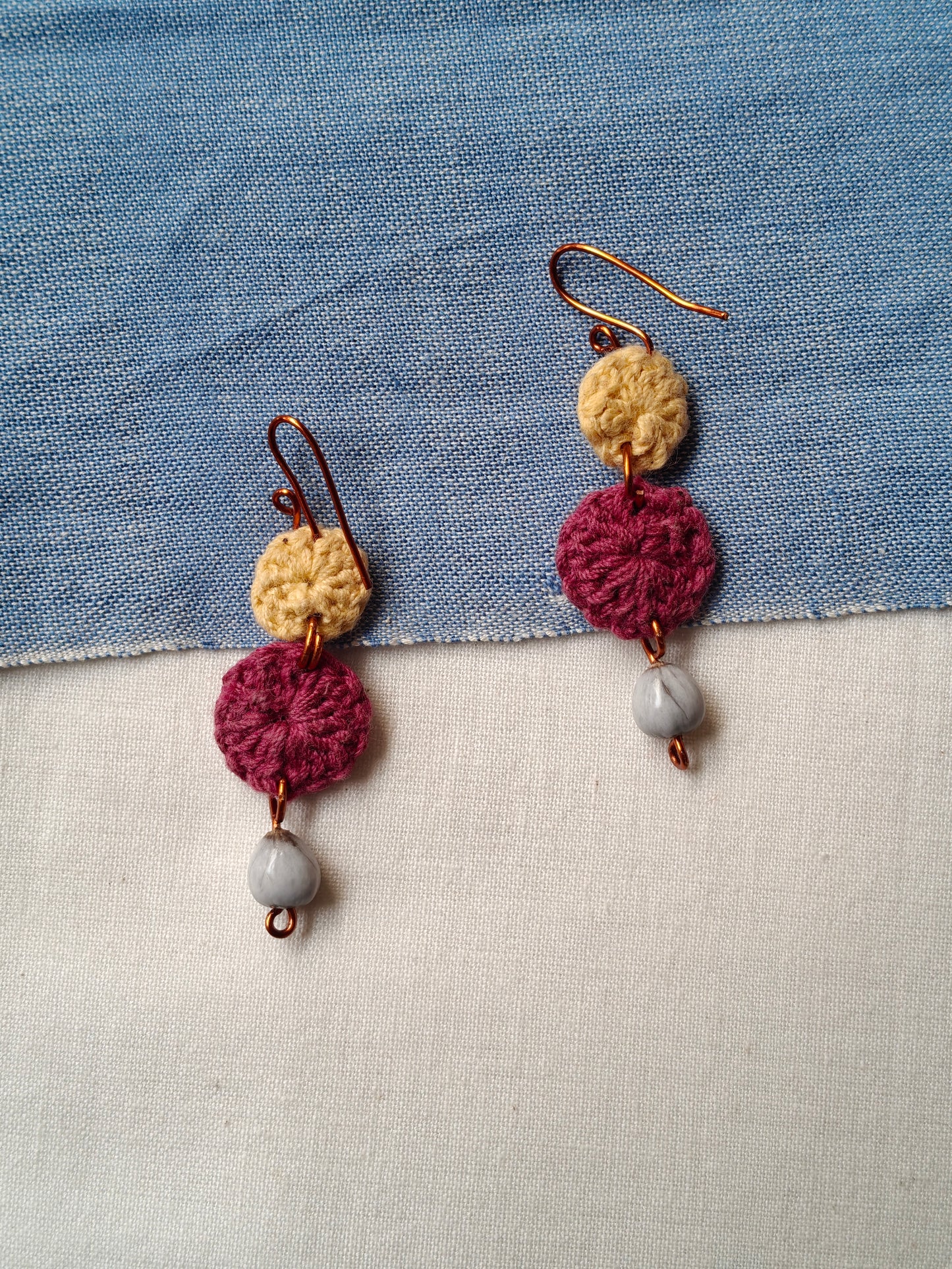 Handcrafted seed earrings with copper hooks