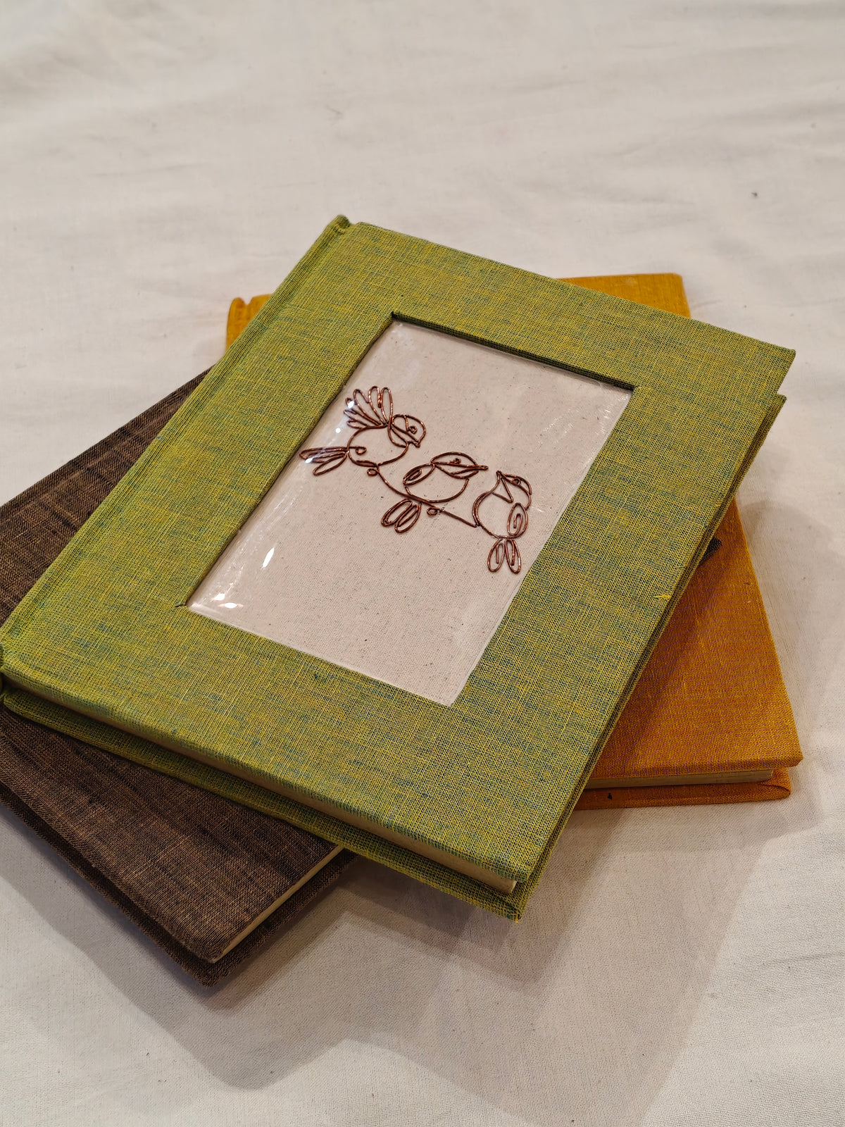 Copper line art covered handmade paper notebook - handcrafted gifts - designs and colors available