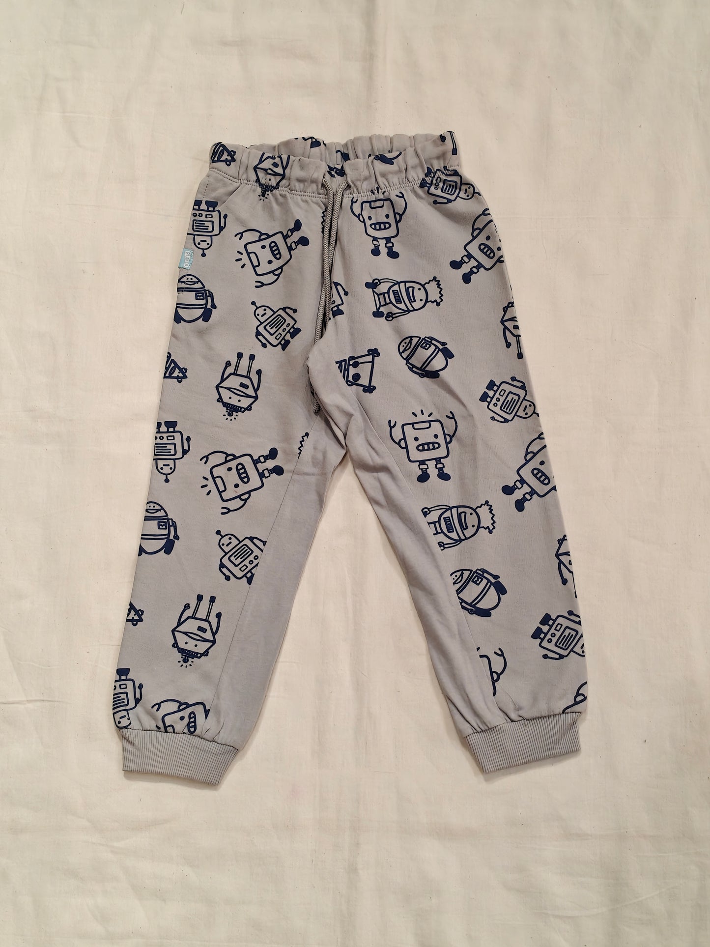 Robo-Joggers: Steel Grey Cotton Joggers pants for children