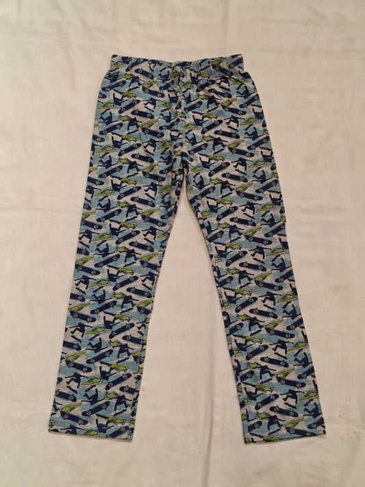 Blue pyjama pants with skateboard prints for children