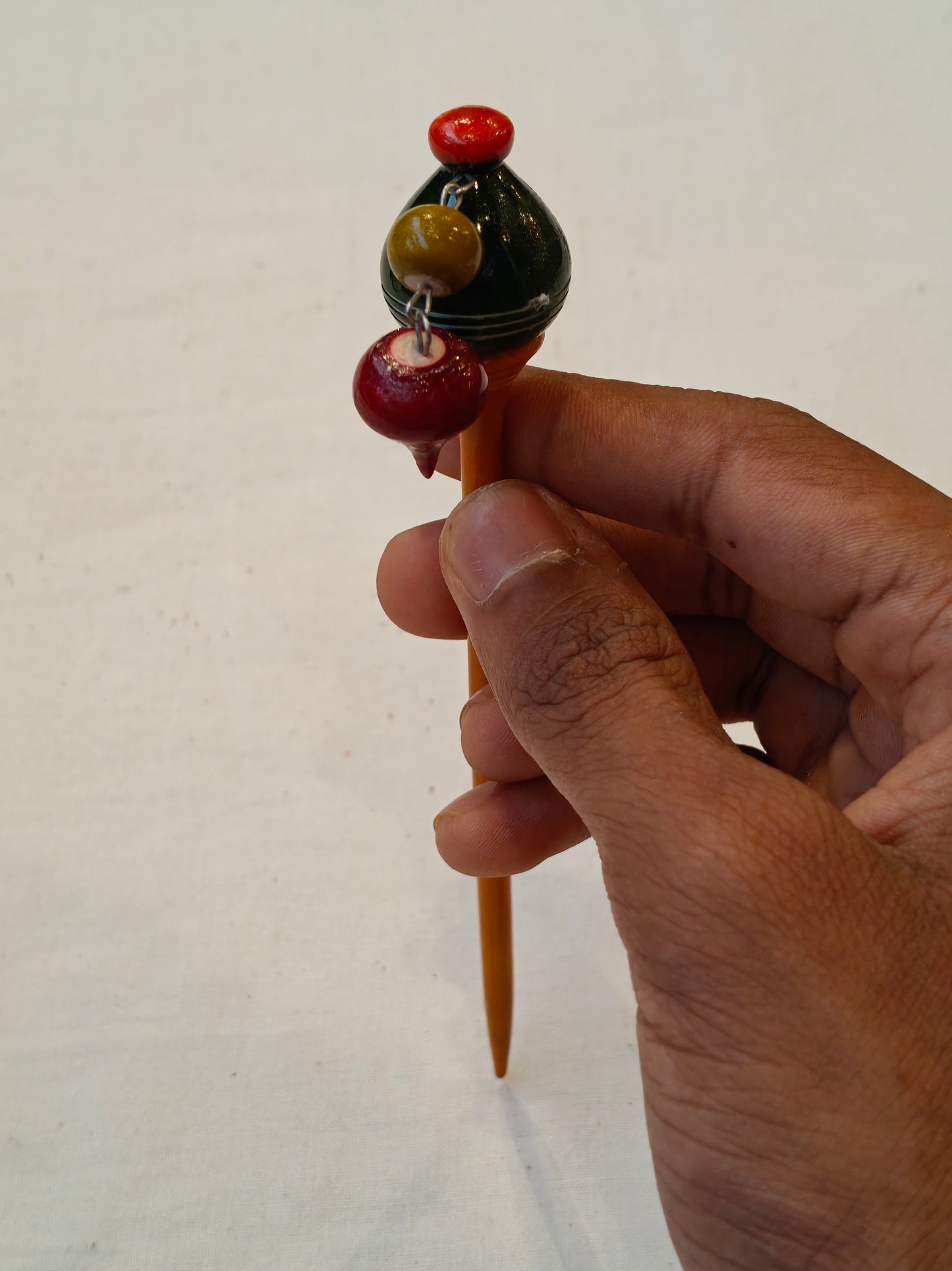 Wooden handcrafted hair bun pins with tassels