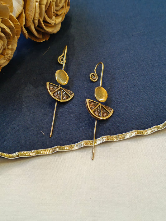 Citrus slice design copper and brass ear bugidis / clip on