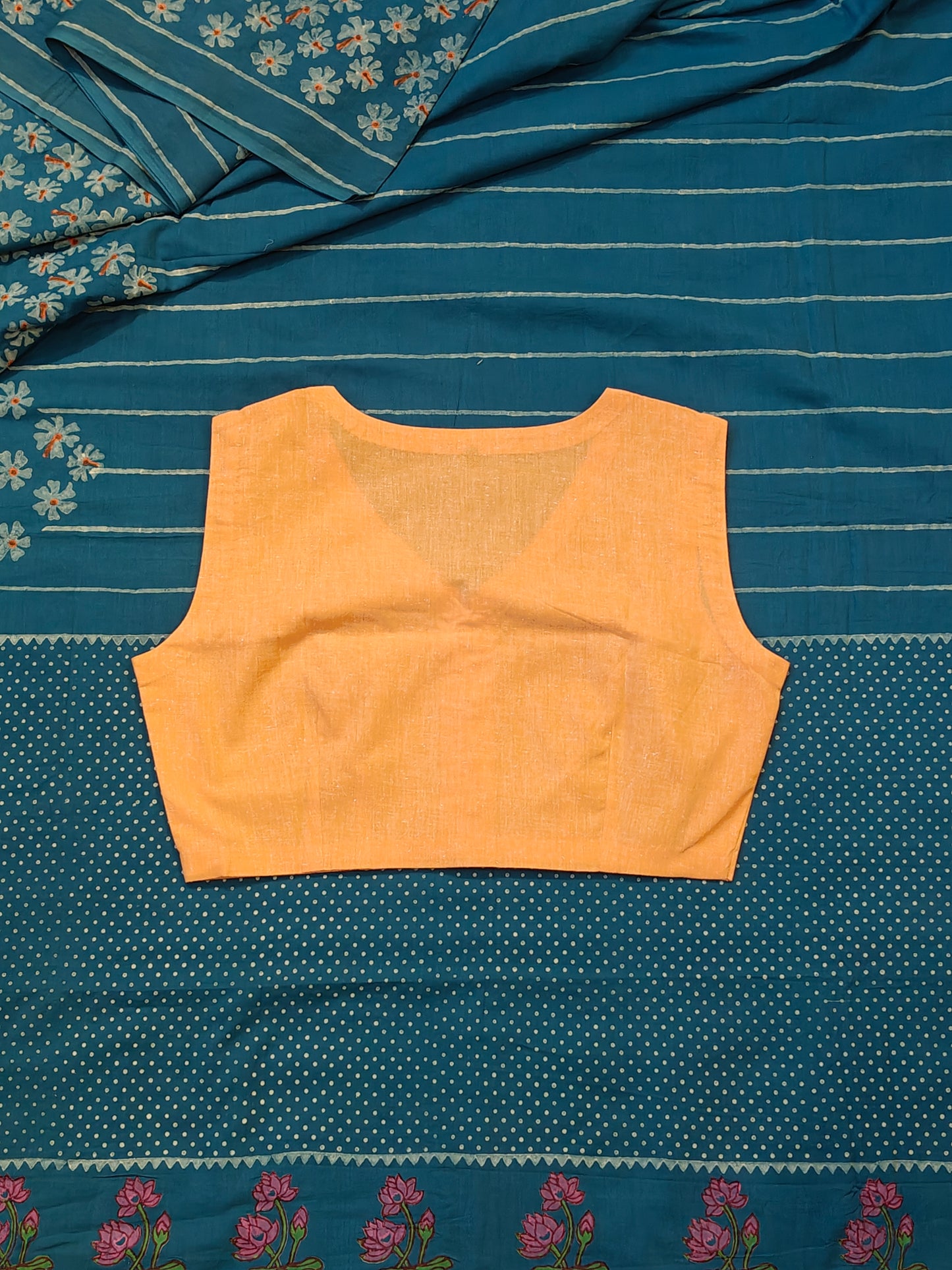 Plain V-neck sleeveless hand spun , hand woven cotton blouse - color options available
