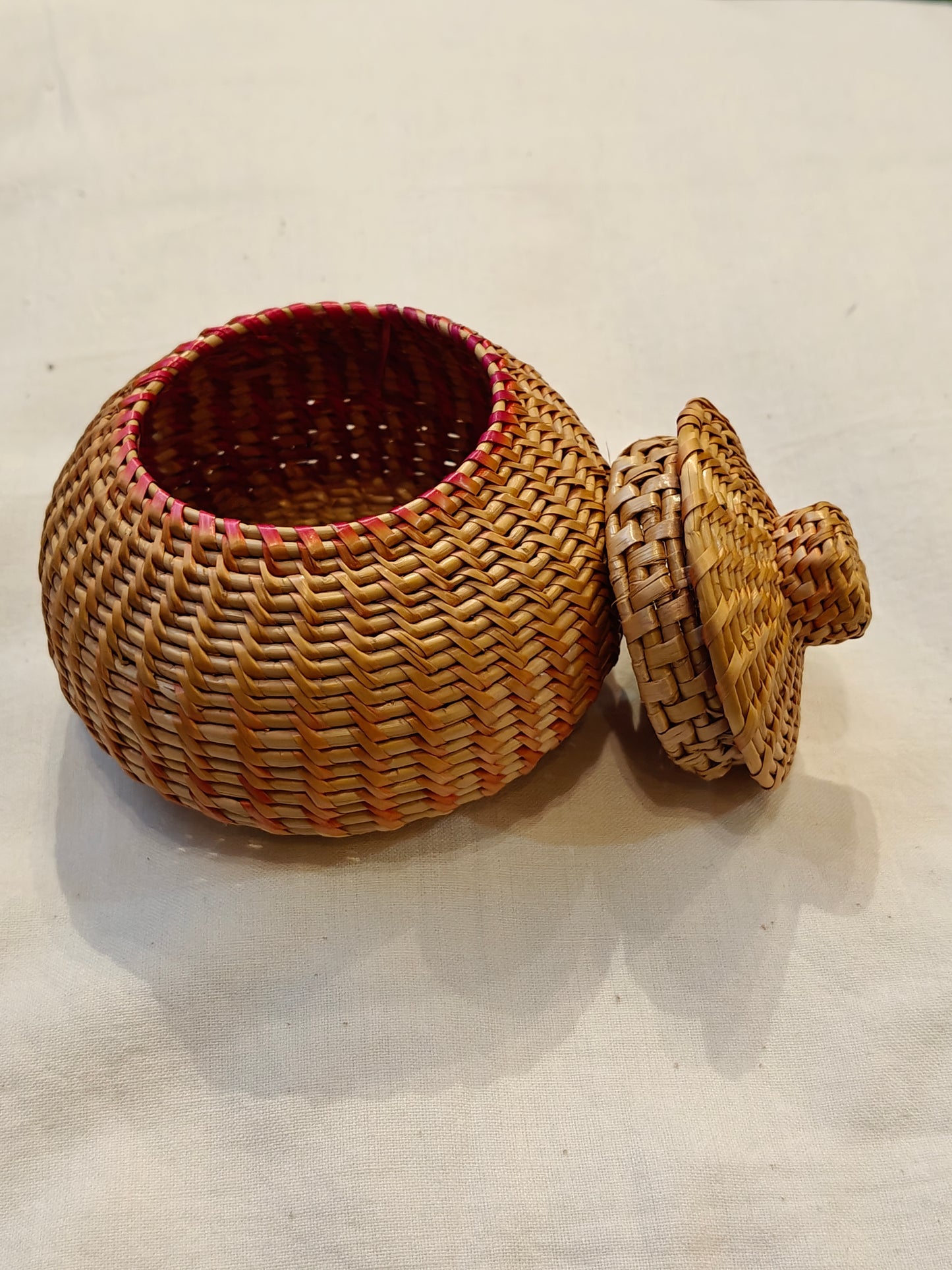 Handcrafted storage basket with lid