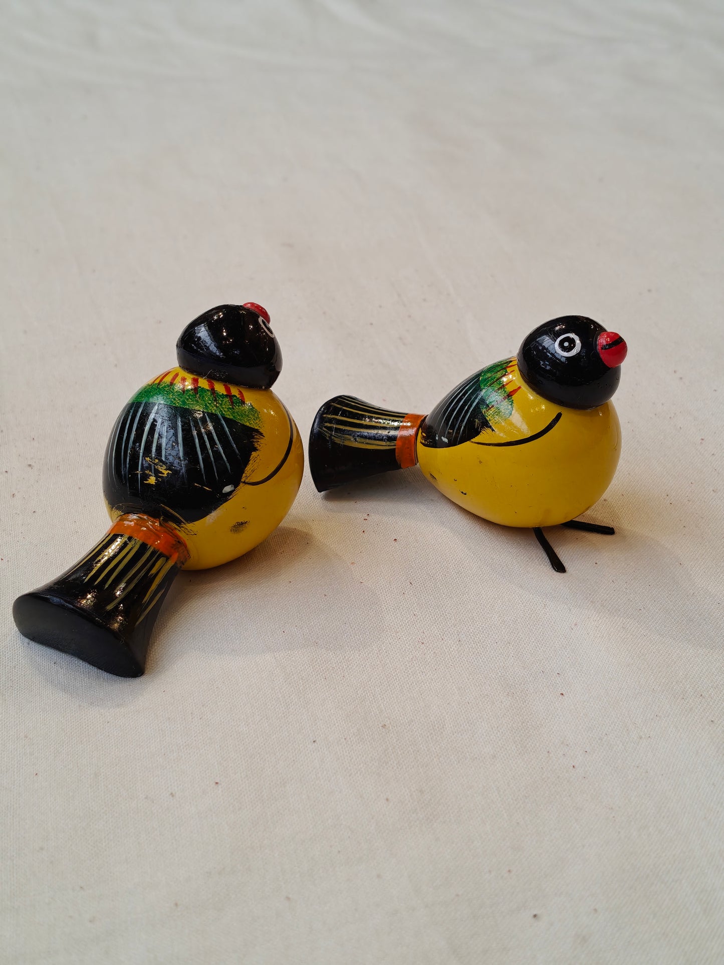 Colourful hand-painted, handcrafted wooden birds - color options available