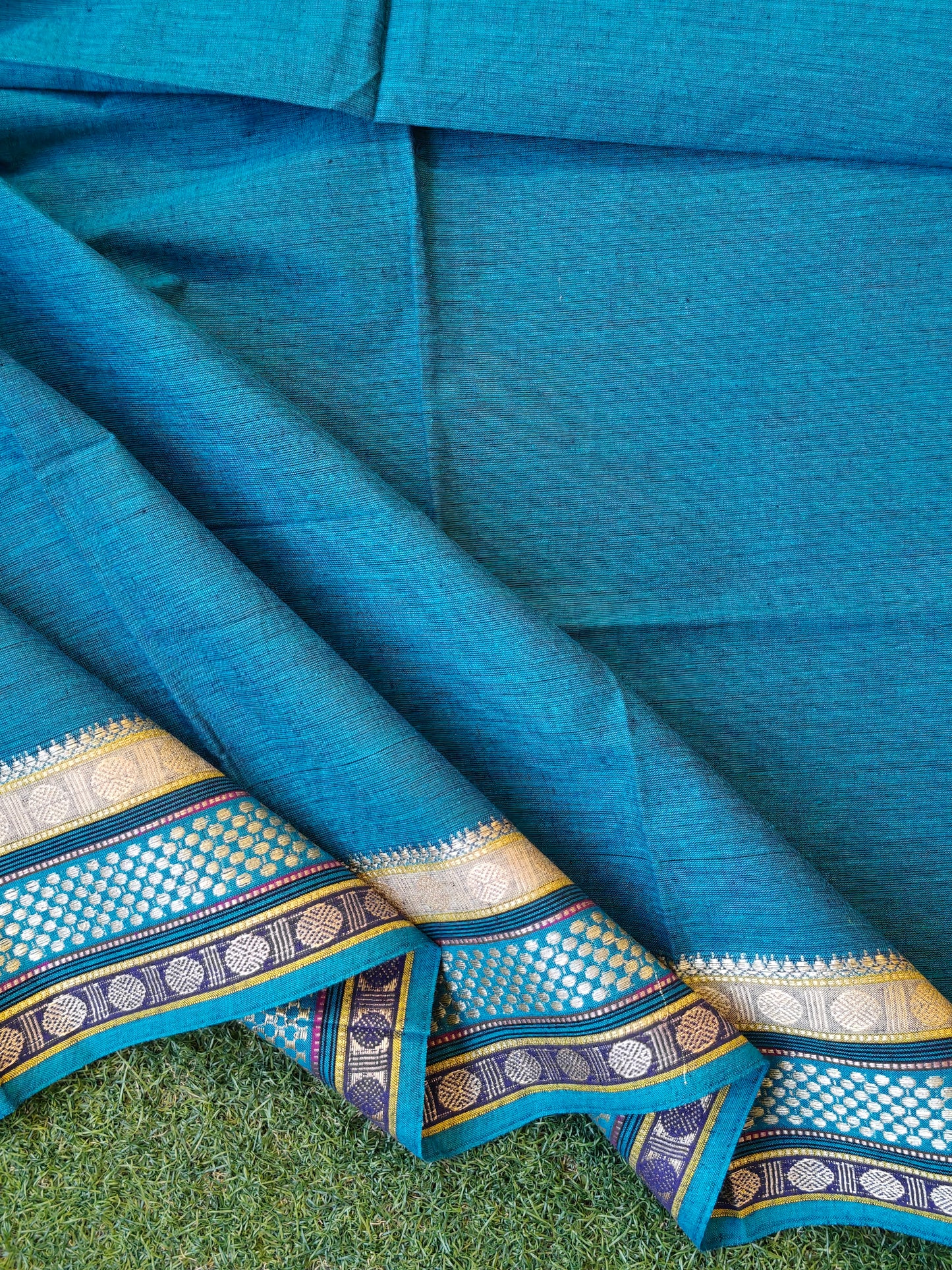 Narayanpet cotton unstitched blouse piece with borders - return gifts for pooja