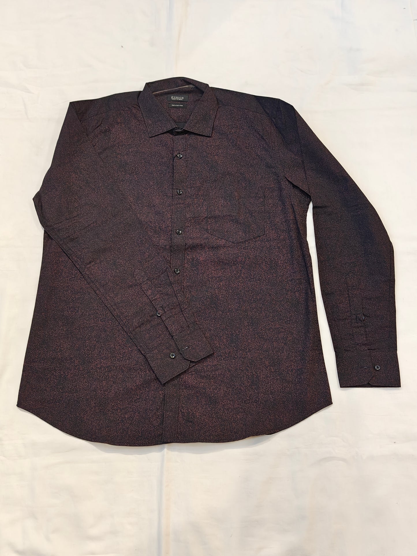Brown black dots printed cotton shirt for men