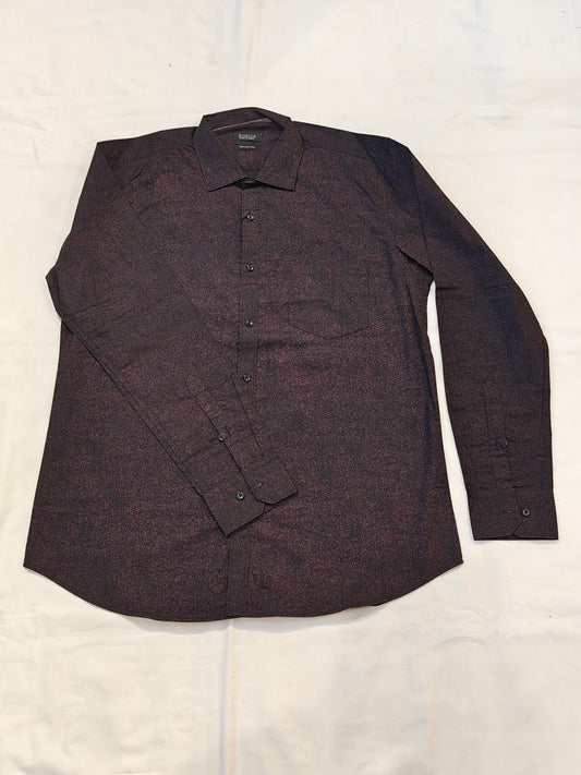 Brown black dots printed cotton shirt for men