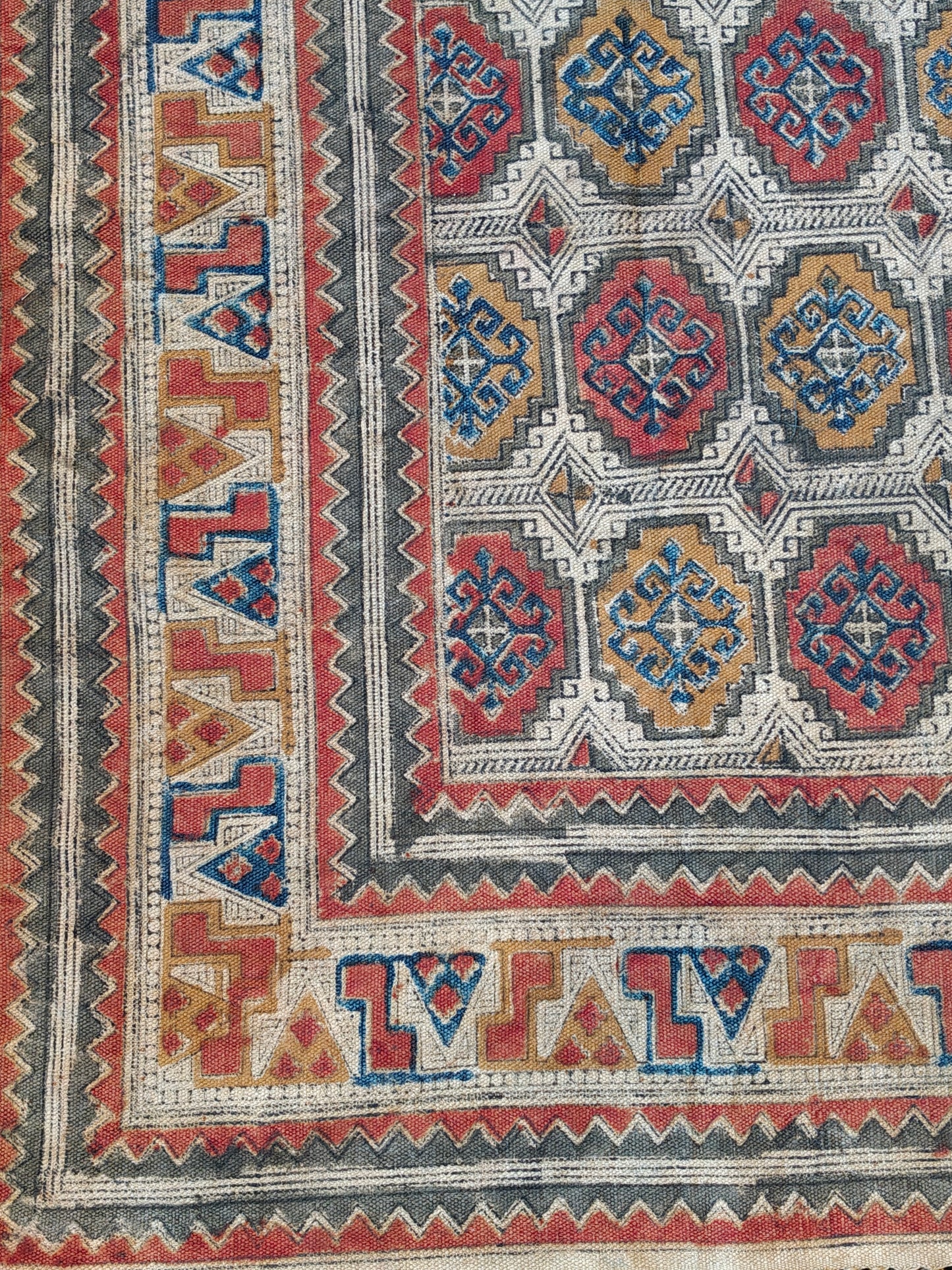 6 × 9 feet cotton Kalamkari hand block printed carpets