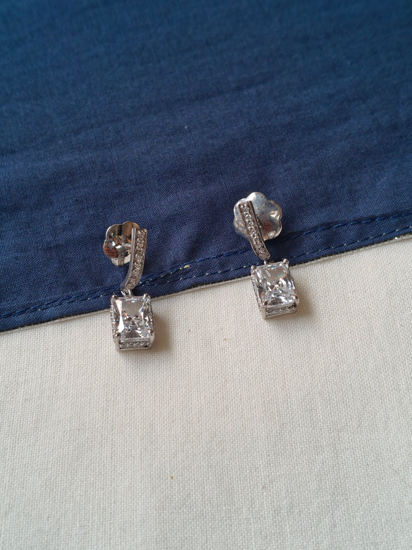Square stone drop earrings in 92.5 sterling silver - Swarovski