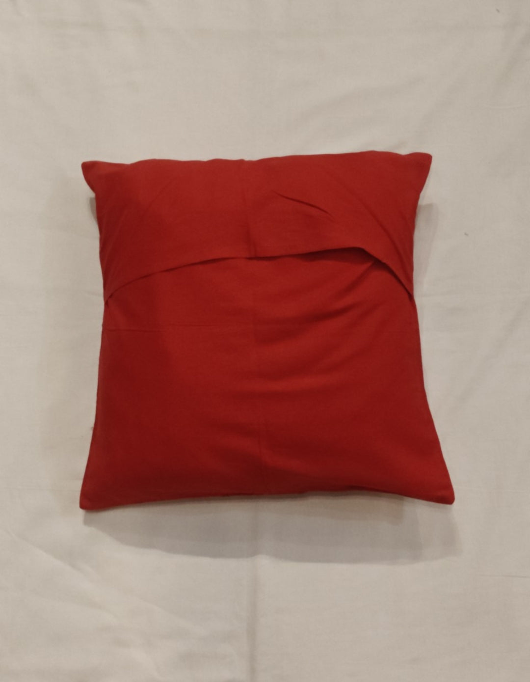 Red cotton cushion covers with geometric pattu hand weaving pattern