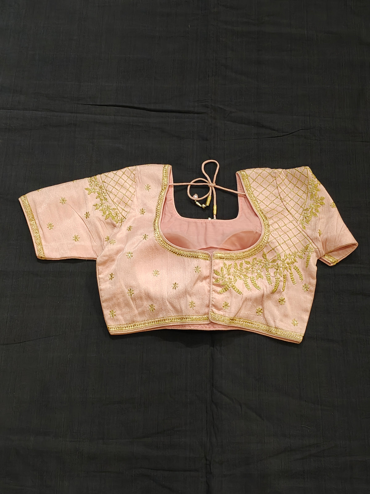 Saree blouse with gold zari embroidery and floral motifs - click to see colors