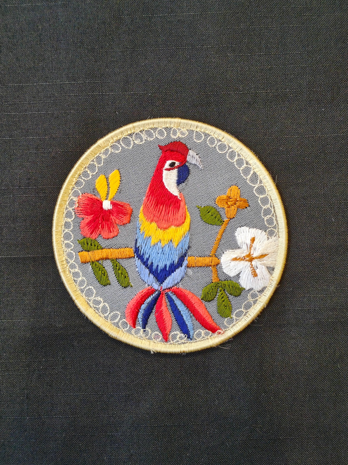 Circular embroidered Handcrafted fabric coaster - single - multiple designs available