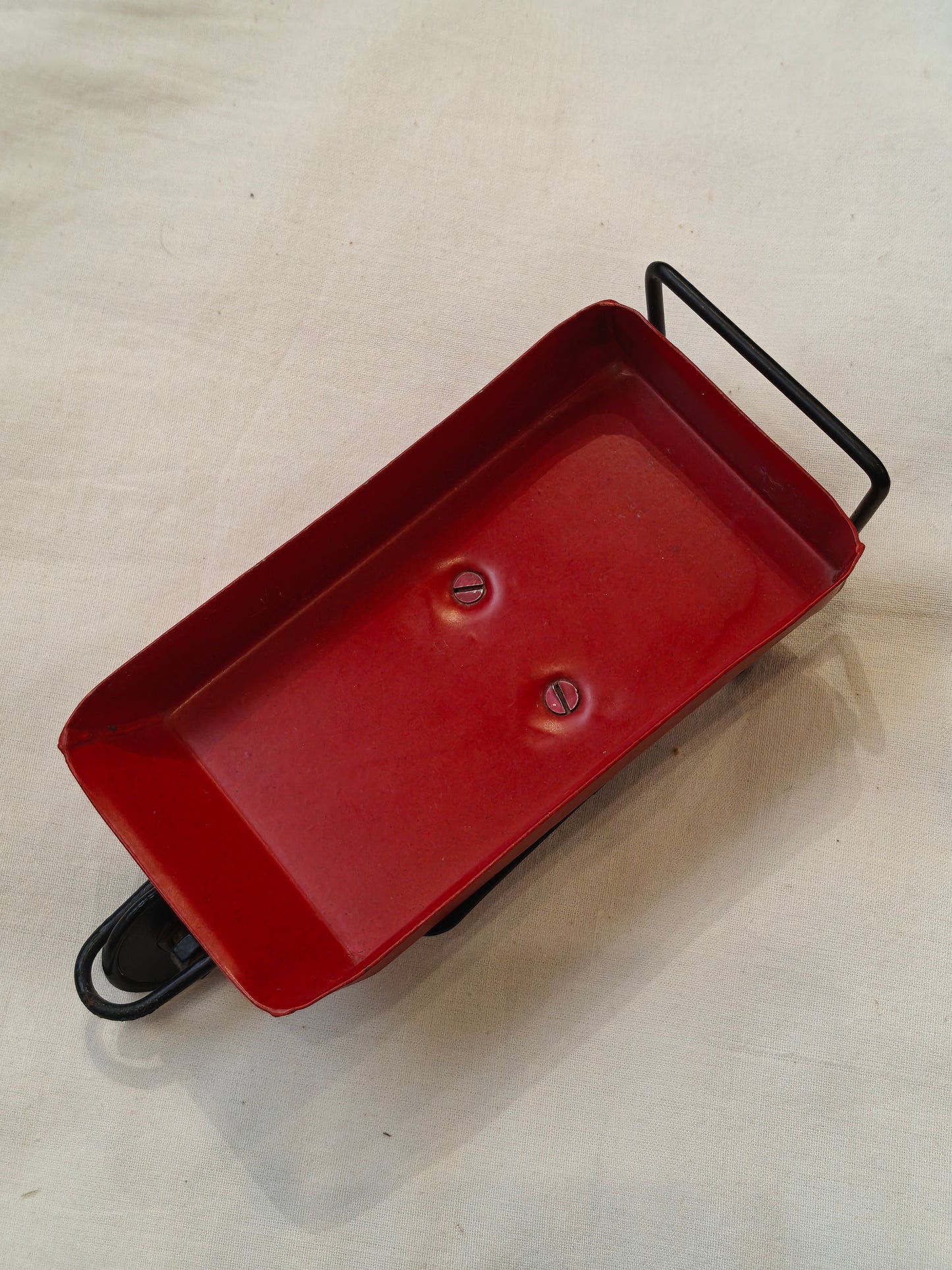 Red wheel barrow server - quirky table decor
