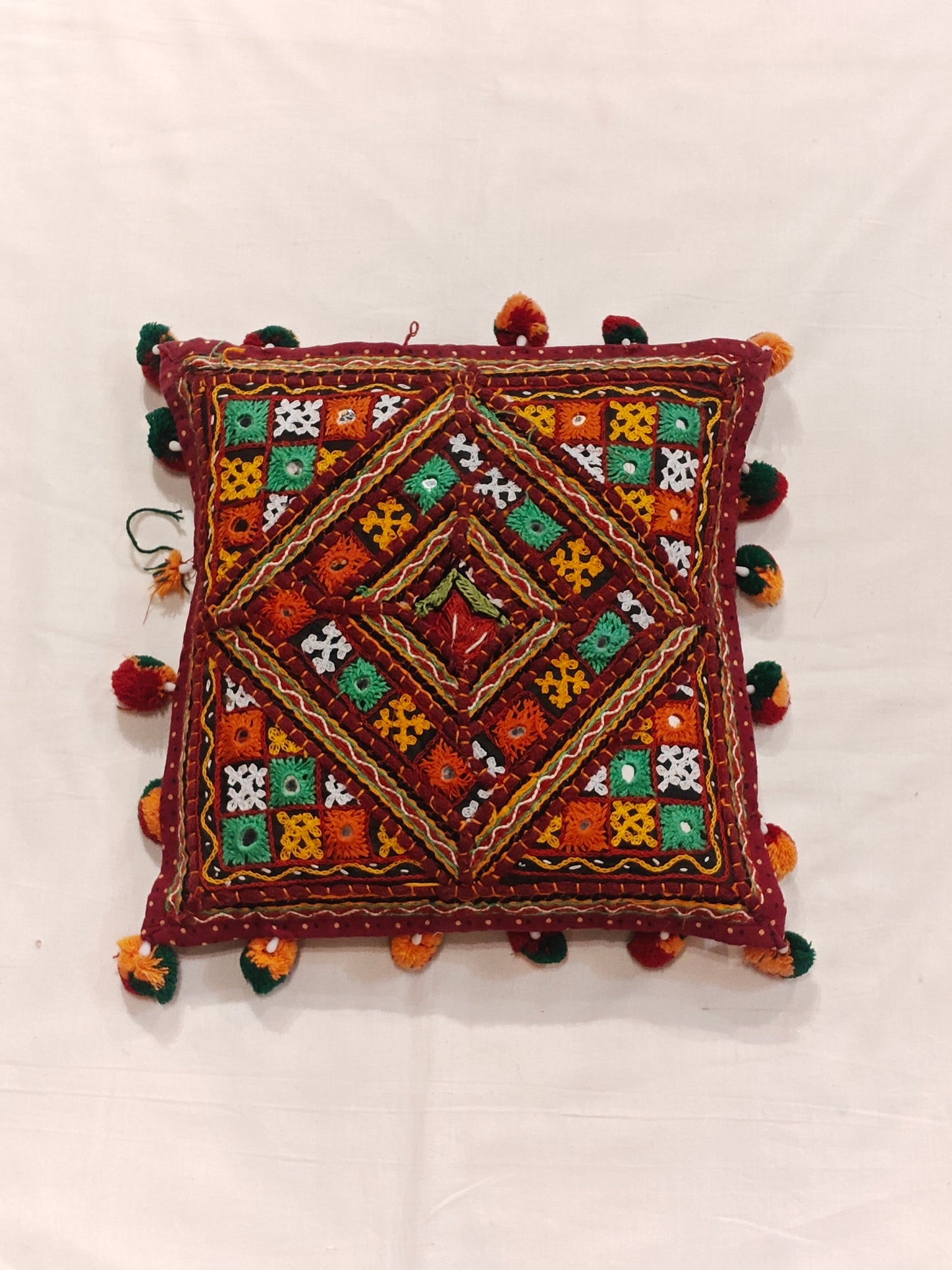 Kutchi embroidered small cushion cover