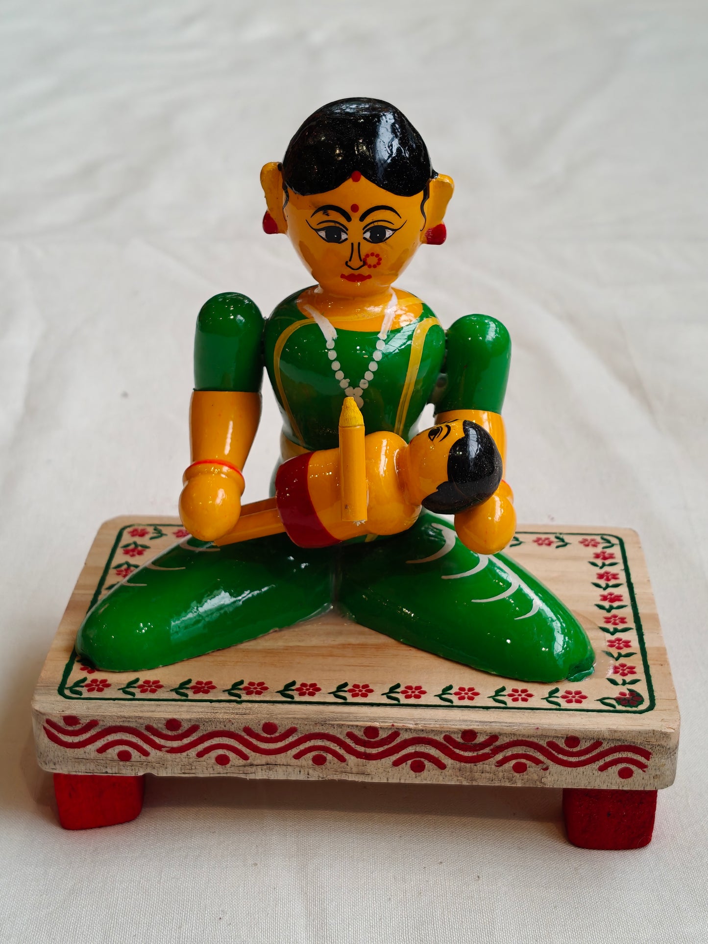 Mother and baby in her lap - handcrafted wooden decor