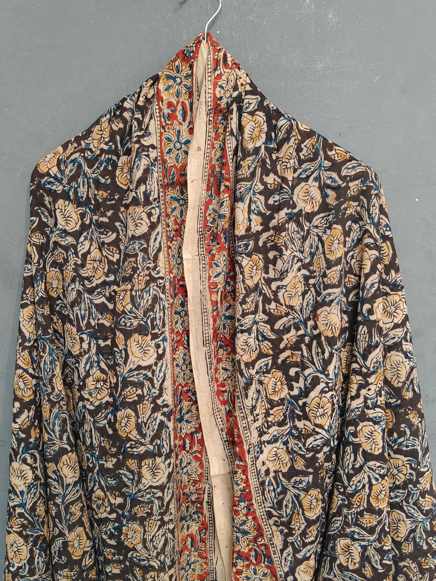 Kalamkari floral handblock printed soft cotton dupatta - multiple designs available