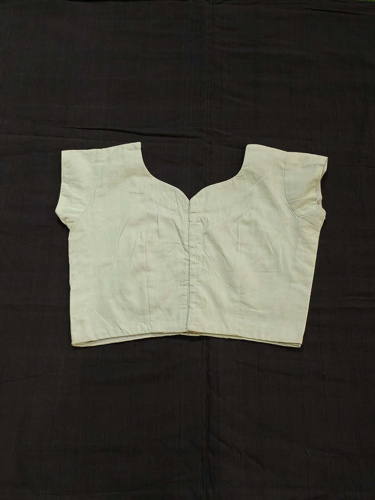 Pale green cotton short sleeved  blouse - back open