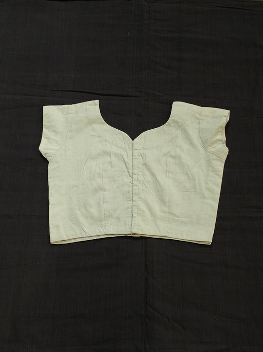 Pale green cotton short sleeved  blouse - back open