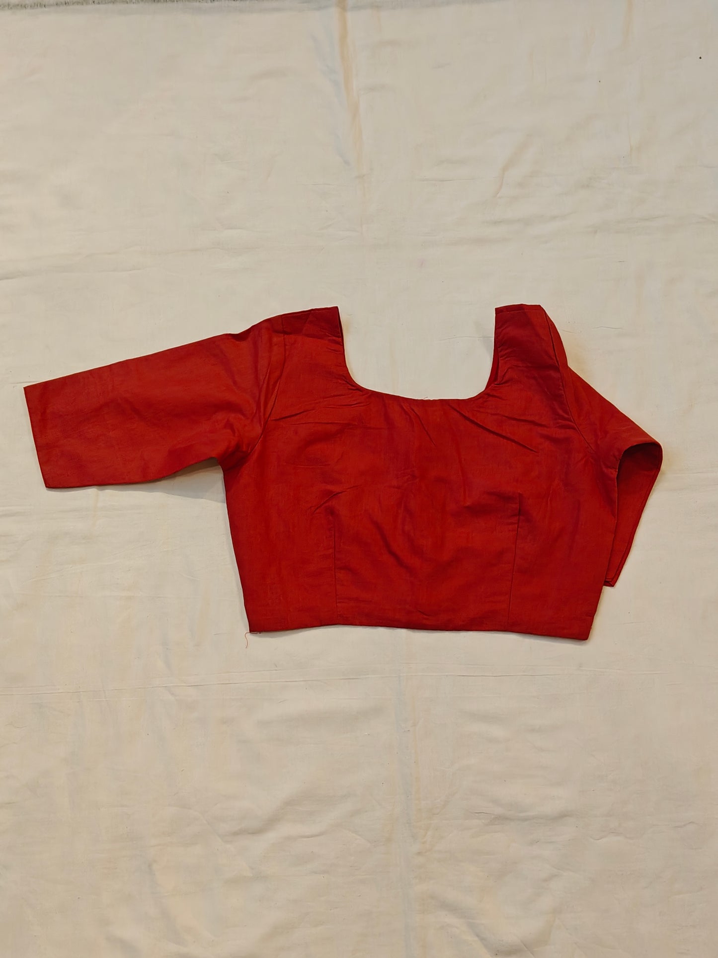 Plain red cotton front open blouse