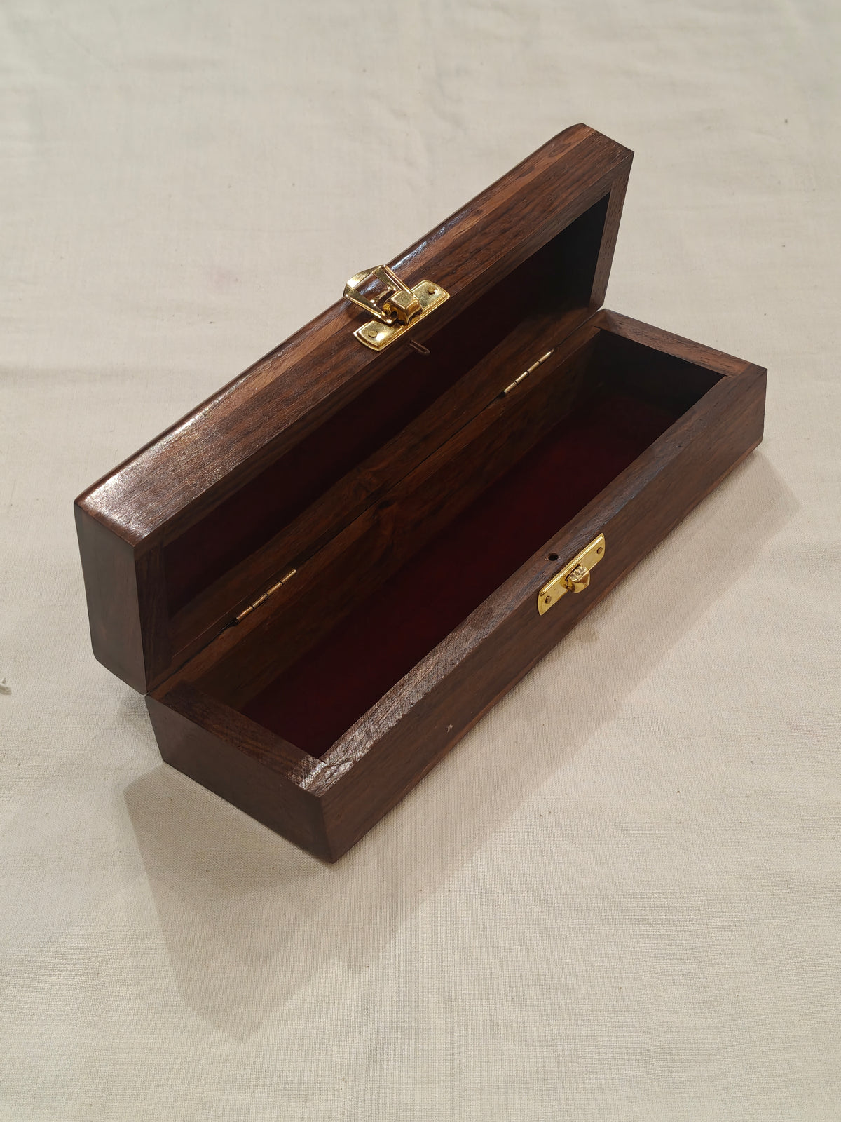 Leaves brass inlay work wooden jewellery box