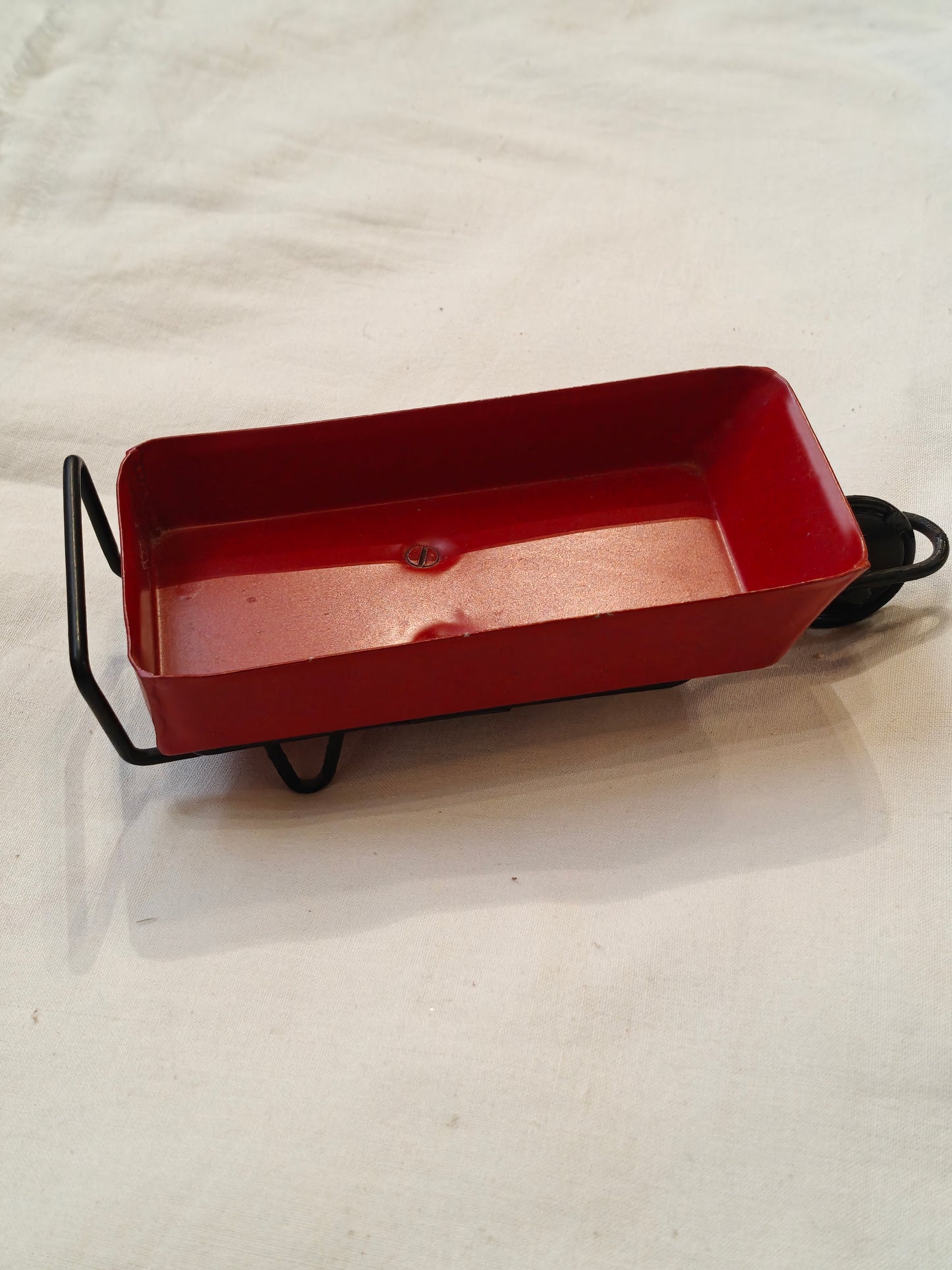 Red wheel barrow server - quirky table decor