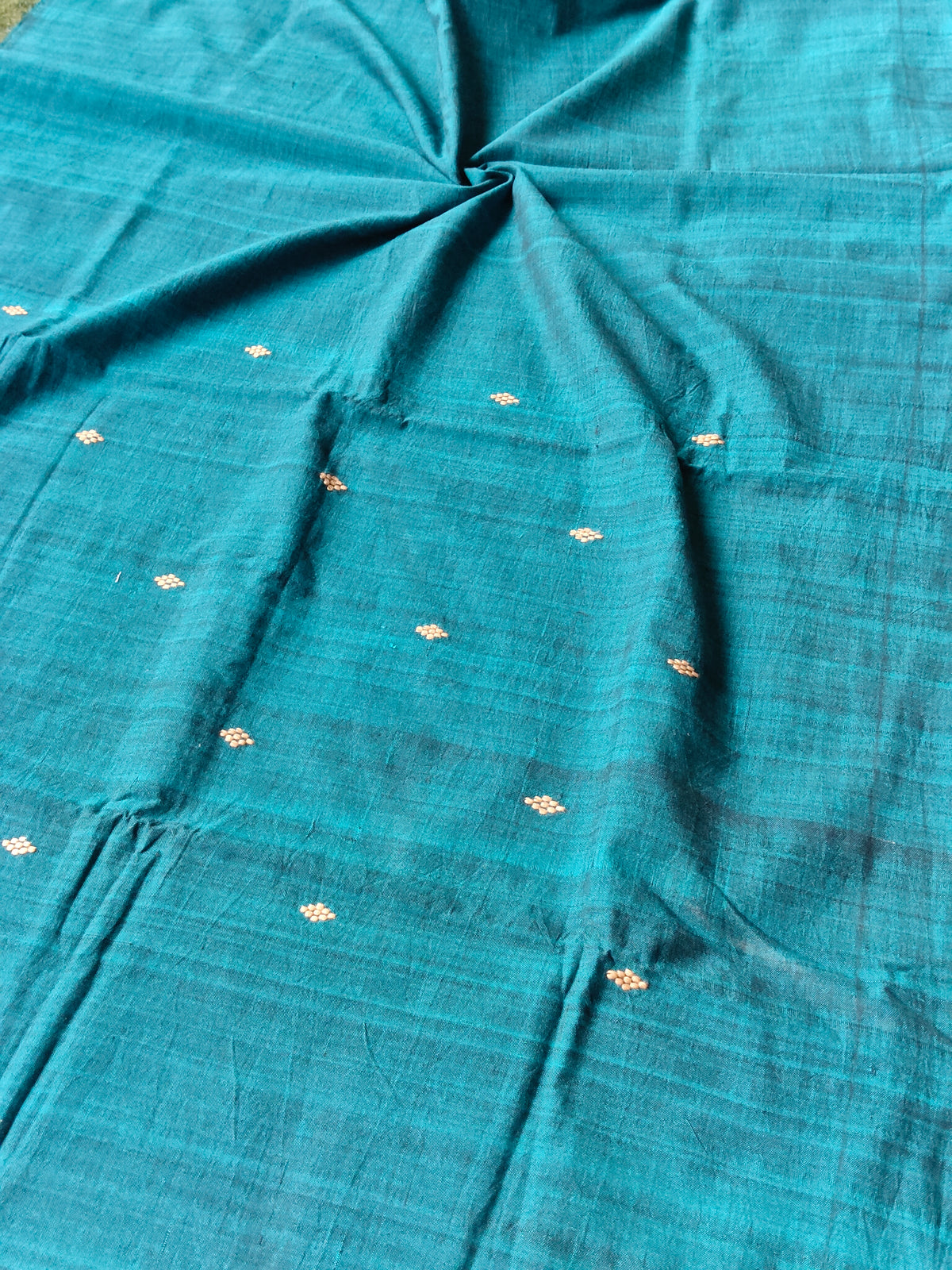 Assam handloom cotton unstitched suit material (5.5 meters)  with white flower motifs - multiple color options available