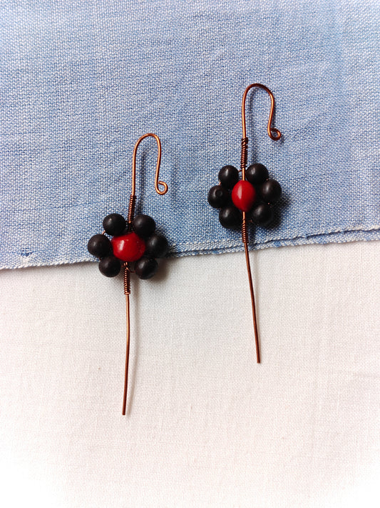 Copper and seeds ear bugidis / clip on - Handcrafted