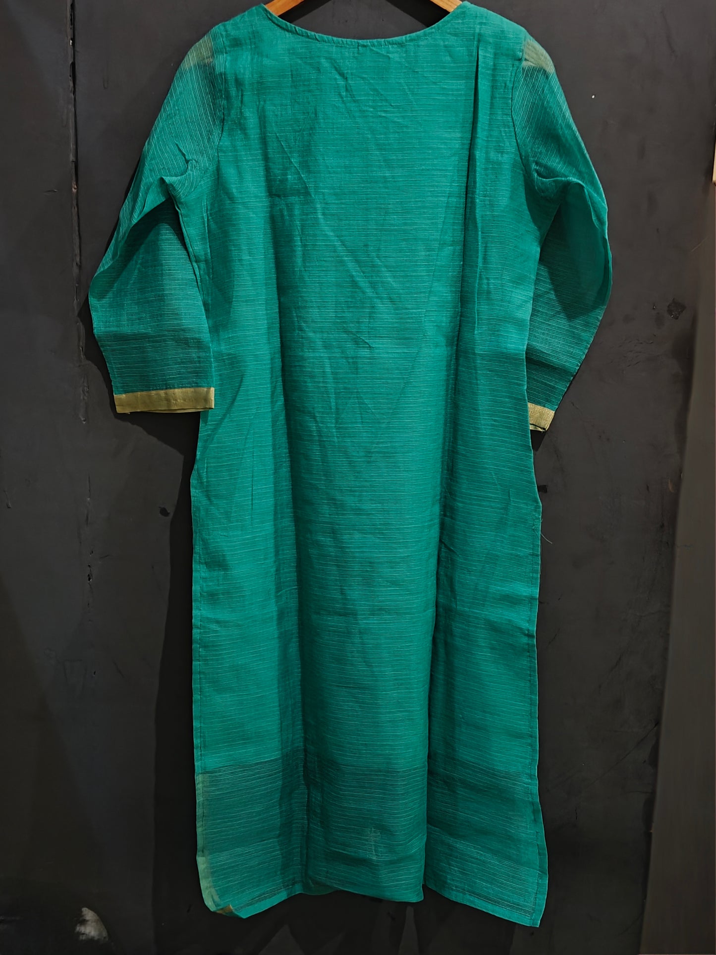 Teal embroidered straight kurta for women
