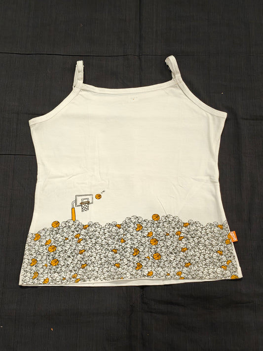 White with basketball prints vest top for girls