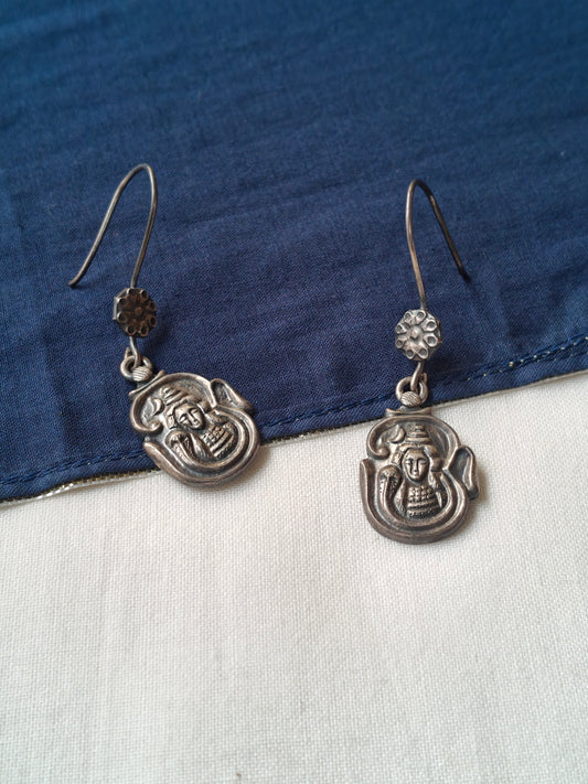 Shiva in Om hooks in 92.5 sterling silver