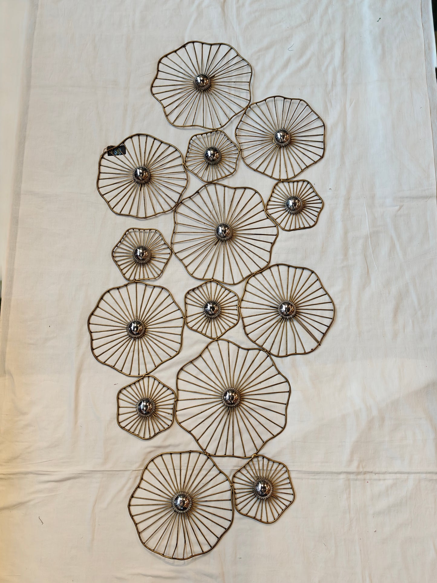 Brass toned lotus leaves wall decor  - handcrafted iron decor