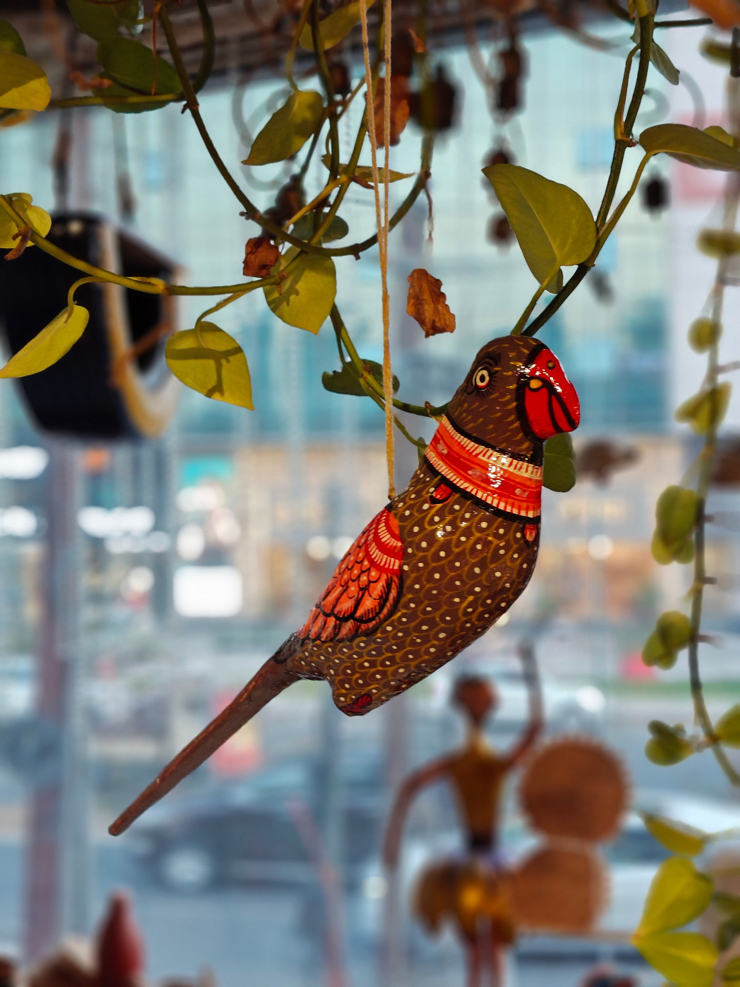 Patachitra colorful hand-painted papier mache parrots - multiple colors available