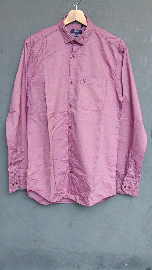 Pink and navy blue striped cotton shirt for men