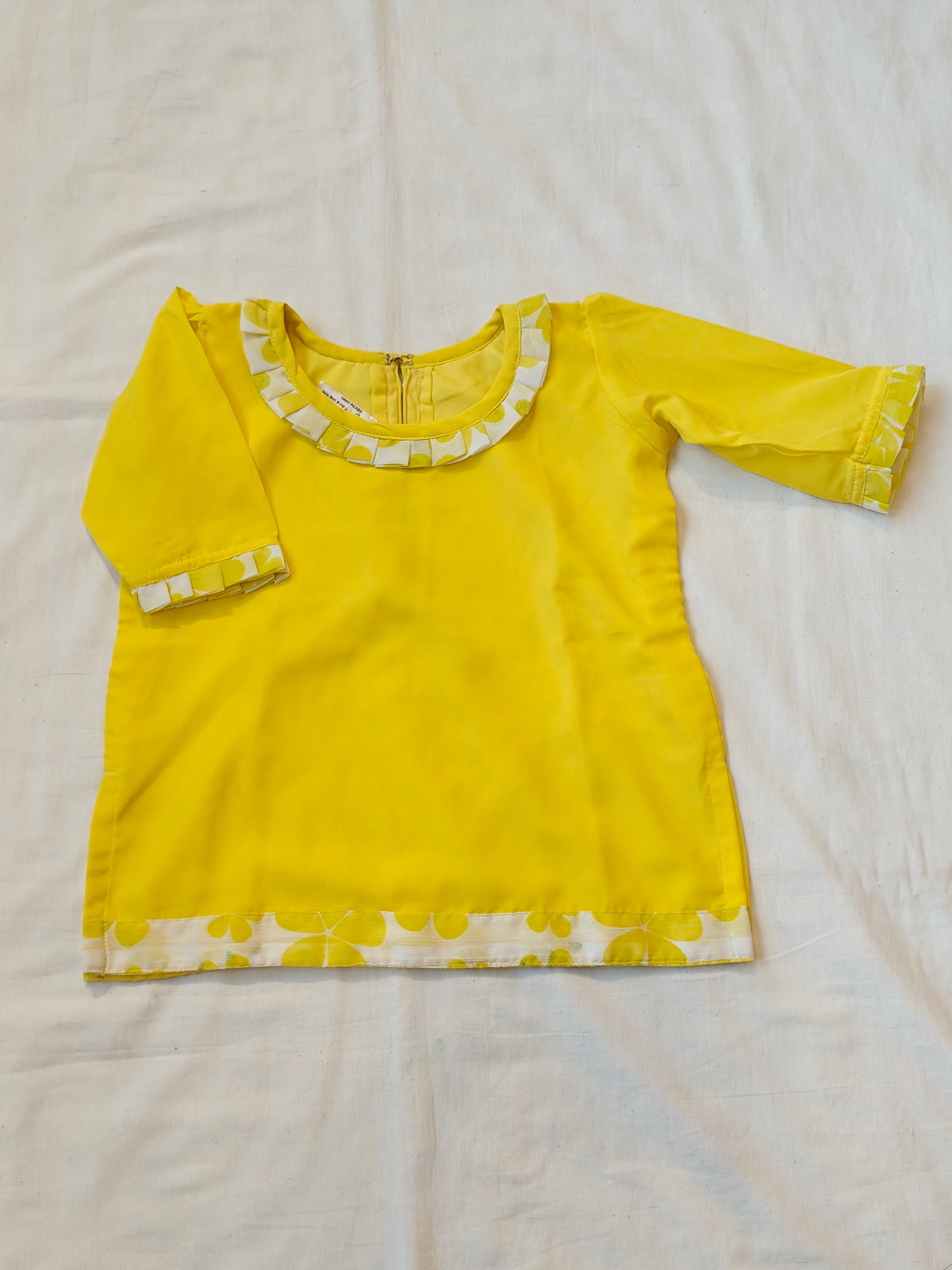 Citrus Yellow top and chiffon skirt set featuring floral patterns