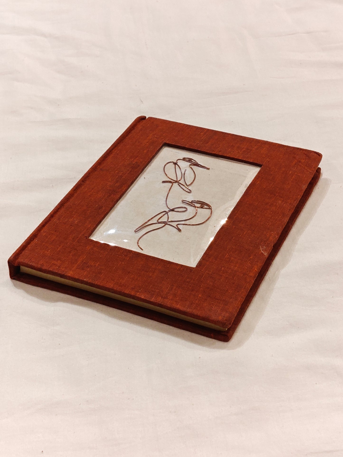 Copper line art covered handmade paper notebook - handcrafted gifts - designs and colors available