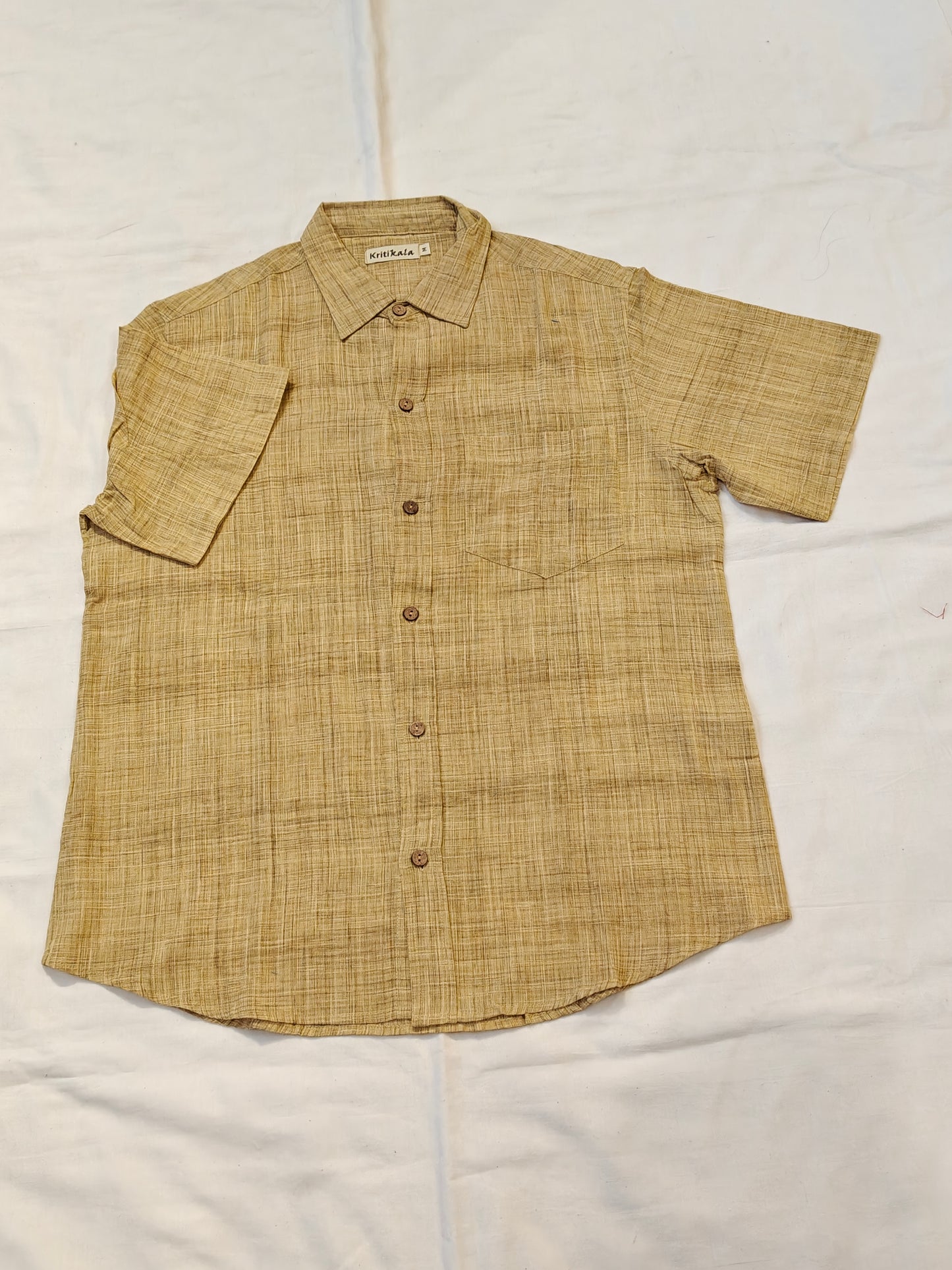 Beige handloom cotton shirt for men