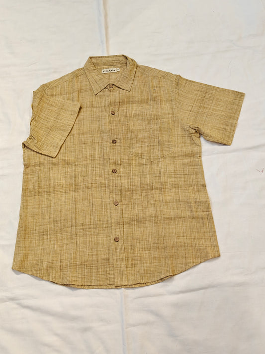 Beige handloom cotton shirt for men