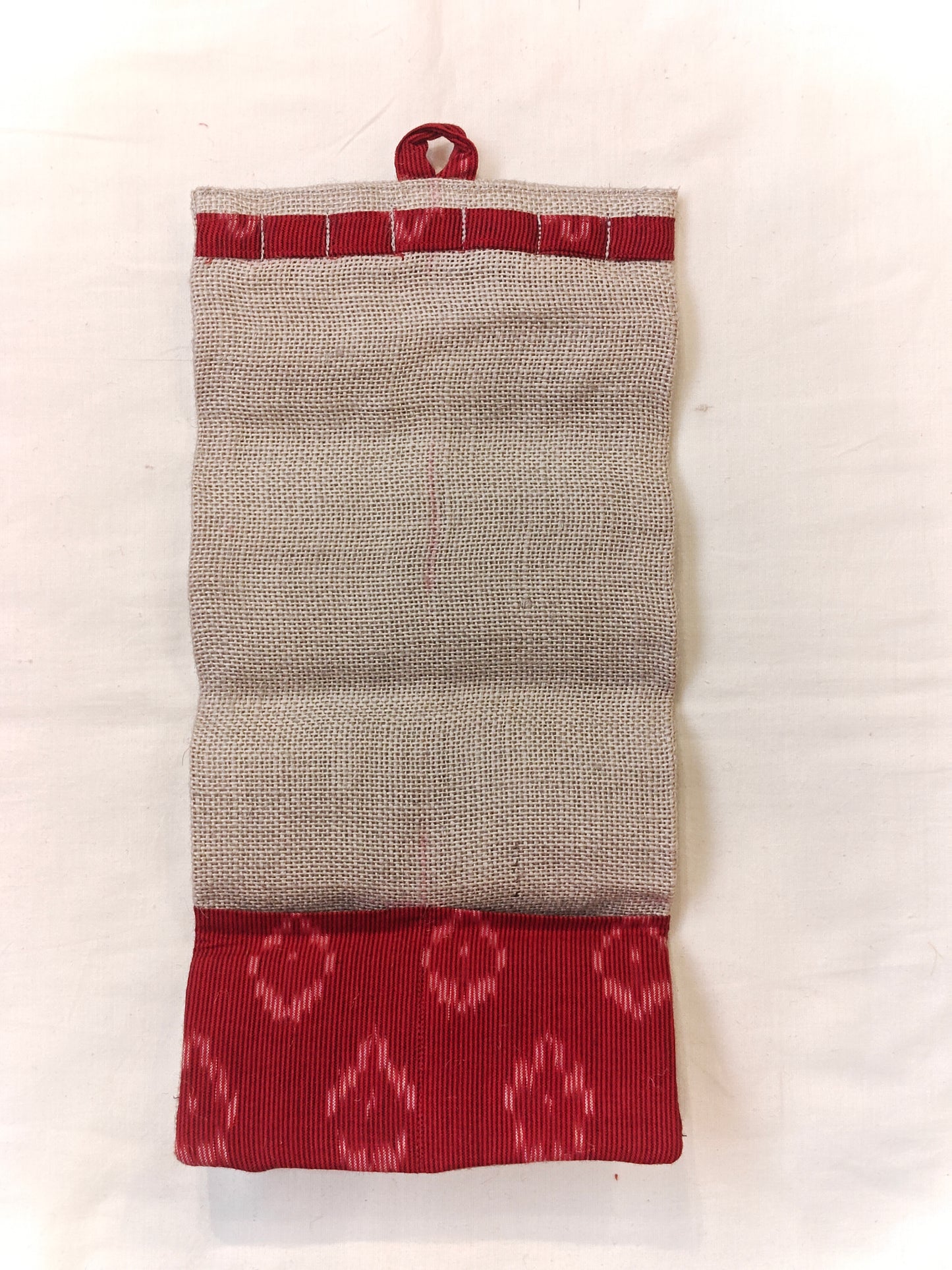 Jewelry travel foldable pouch - Handmade jute fabric