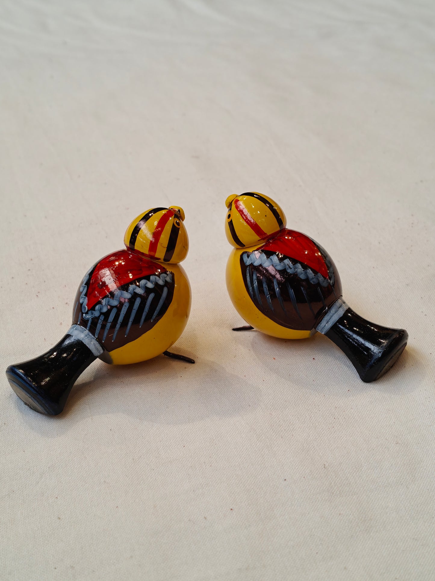Colourful hand-painted, handcrafted wooden birds - color options available