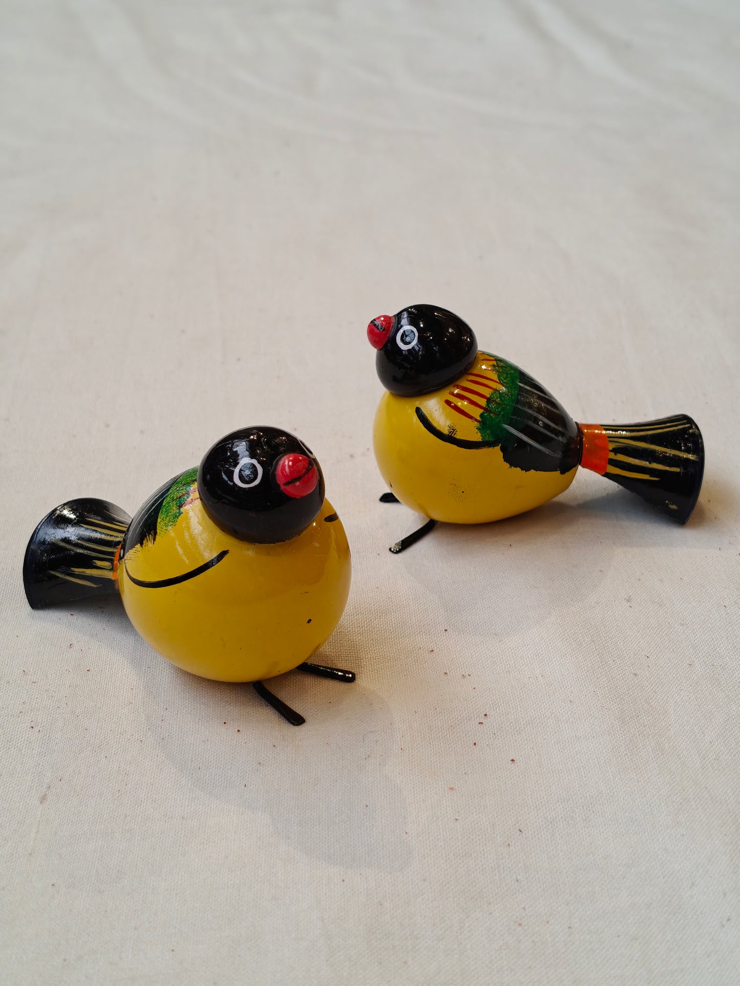 Colourful hand-painted, handcrafted wooden birds - color options available
