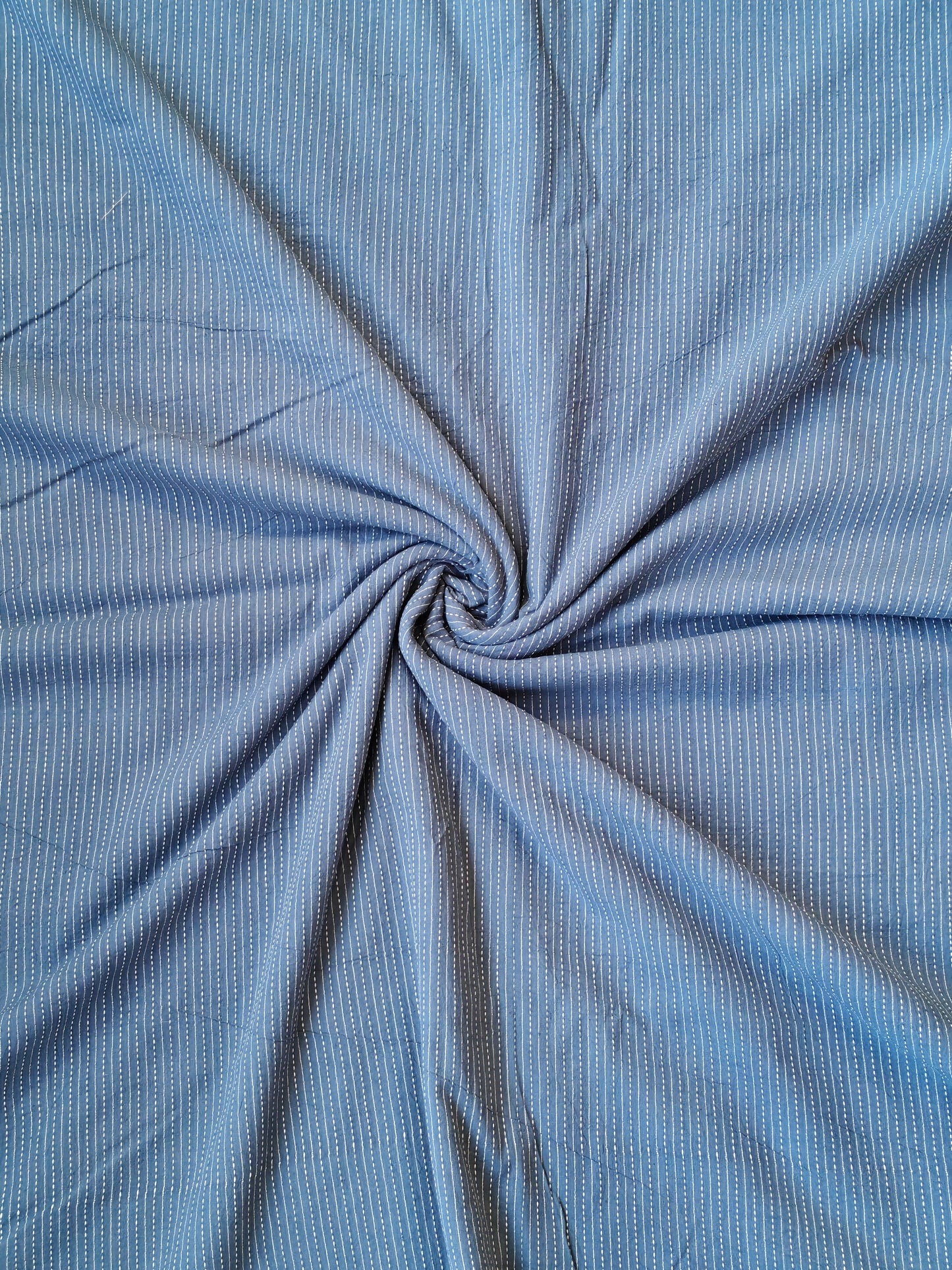 Striped embroidered design cotton handloom fabric - available in multiple colors
