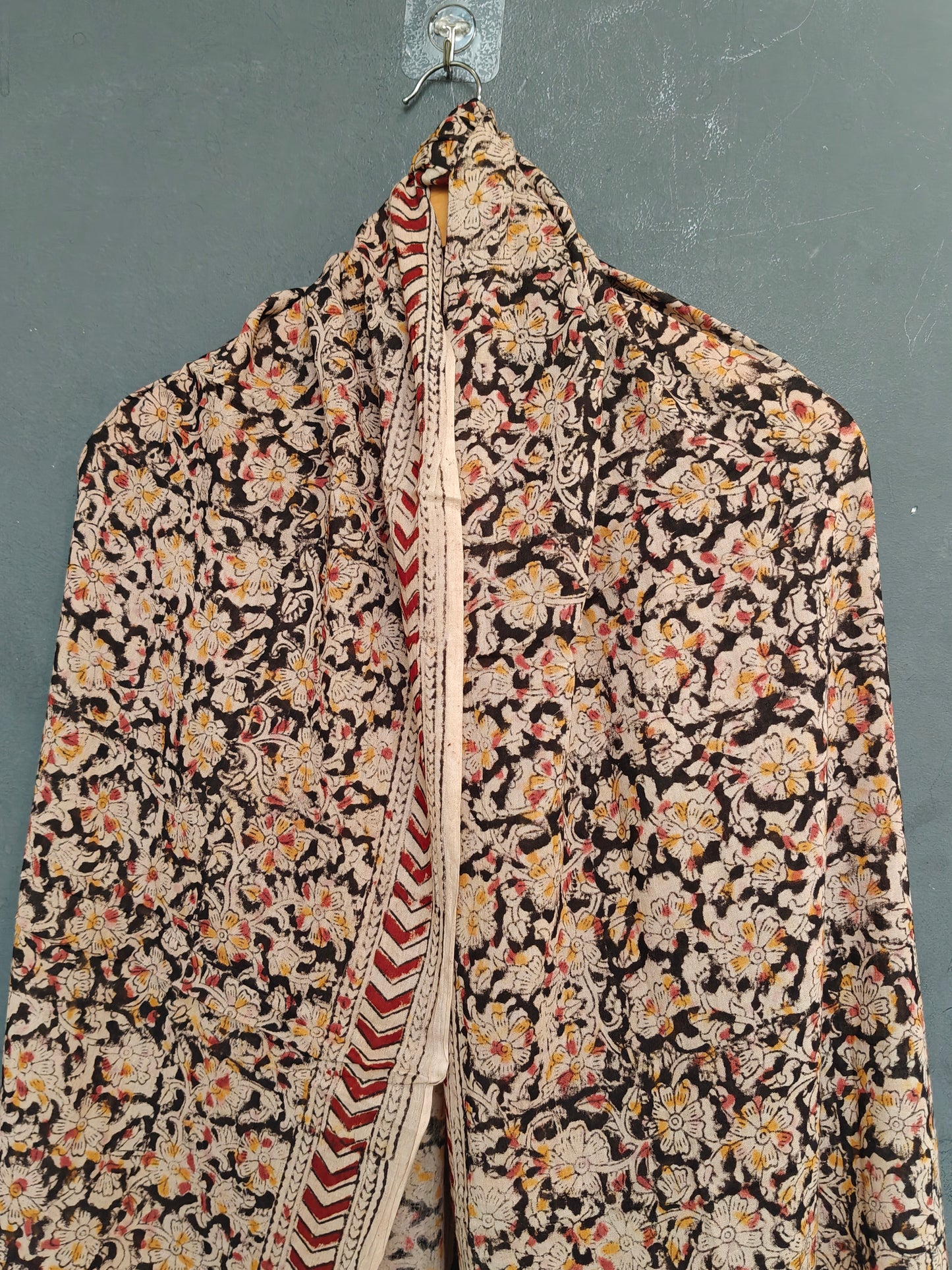 Kalamkari floral handblock printed soft cotton dupatta - multiple designs available